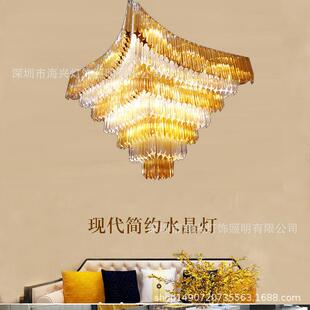 酒店大堂吊灯售楼部沙盘灯宴会厅装饰灯多层水晶玻璃弯管挂件婚礼