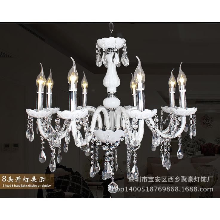 欧式白色蜡烛水晶吊灯酒店工程大厅灯欧式餐厅卧室客厅灯
