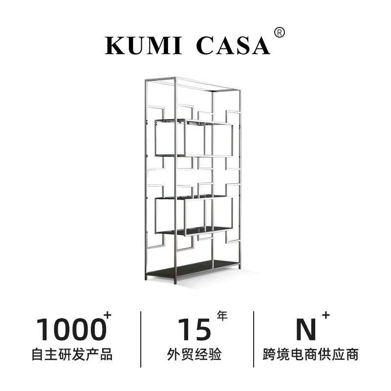 简约不锈钢落地陈列架玻璃服装店置物架轻奢酒柜透明展示柜收纳架