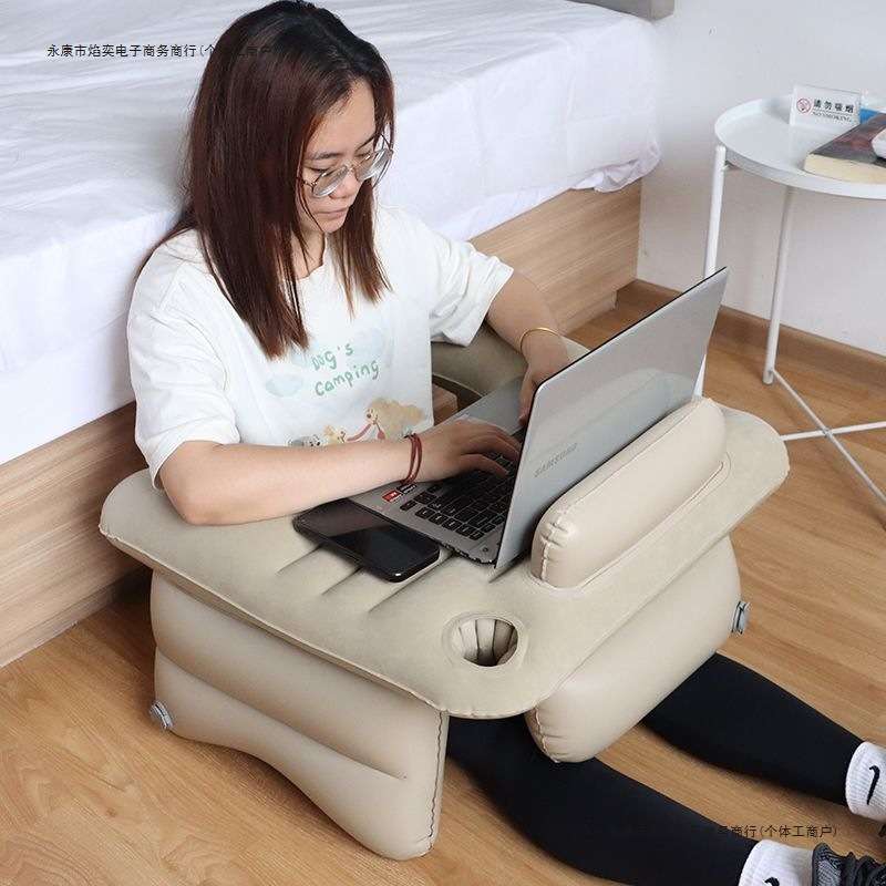 便携充气阅读桌床上小桌子懒人书桌学生卧室宿舍坐地电脑桌办公桌