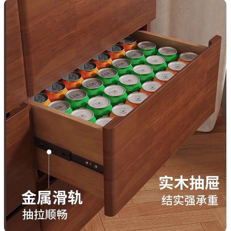 橡胶木床头柜卧室收纳柜客厅置物柜简约储物柜双抽床边柜