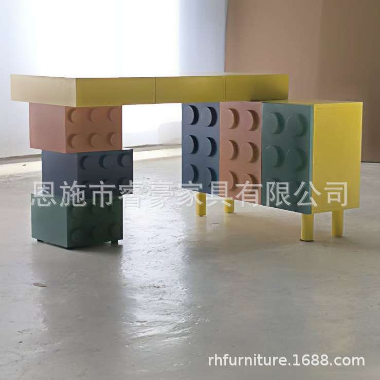 zdh创意时尚儿童书桌书柜一体套装益智可爱写字桌男孩卧室家具