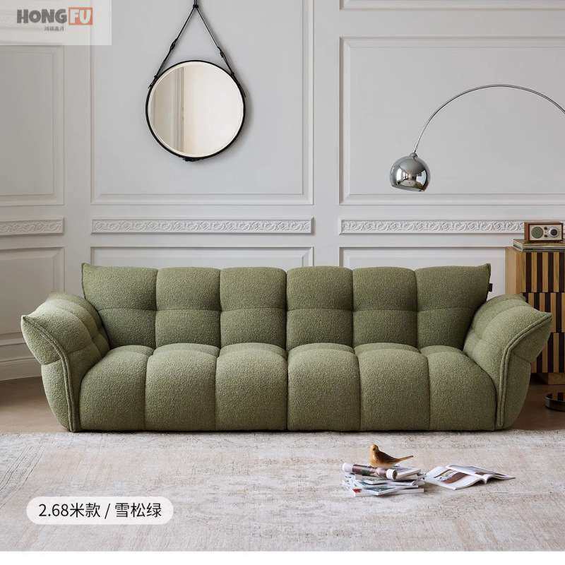 法式奶油风布艺沙发花瓣客厅北欧大小户型直排三人位异形百合沙发