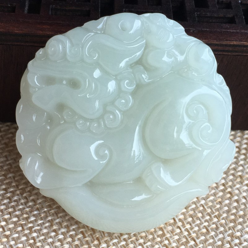 和田玉貔貅f吊坠白玉元宝貔貅玉挂件男女款双面貔貅玉佩玉牌子