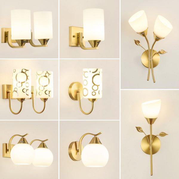 北欧全铜壁灯简约客厅电视背景墙卧室床头灯楼梯过道玻璃双头墙灯,家装灯饰光源,壁灯,淘宝优惠券,粉丝福利购,淘宝优惠卷