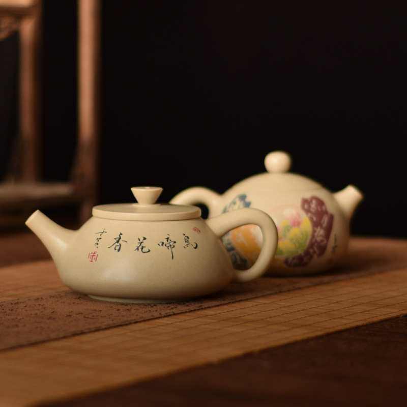 云南建水紫陶茶壶全手工白泥彩填壶阴刻阳填泡茶单壶非陶瓷紫