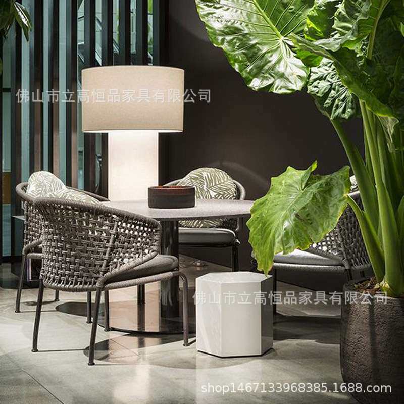 户外休闲桌椅阳台藤椅茶几三件套室外庭院家用简约组合藤编小桌椅