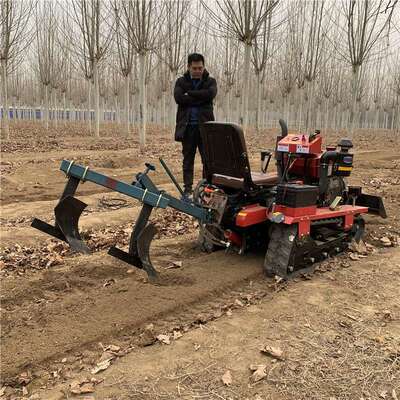 家用小型链轨式耕地翻地犁田机 农用果园大棚松土起隆播种微耕机