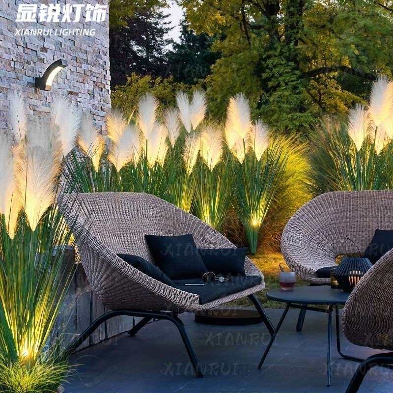 室外太阳能仿真蒲苇草芦苇灯户外别墅庭院灯装饰公园插地景观灯具