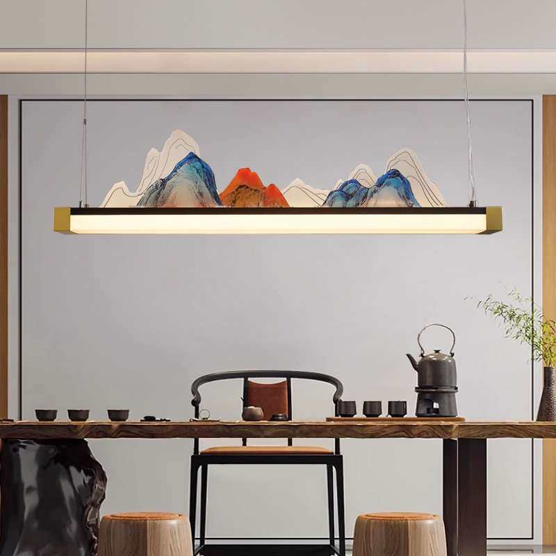 新中式餐厅茶室山水吊灯中国风东方美学设计师别墅酒店民宿书房灯