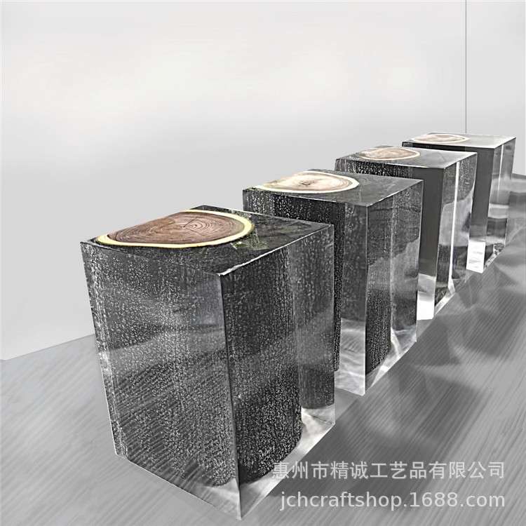透明树脂接合玻璃钢艺术工艺品雕塑摆件酒店新中式家具装饰品
