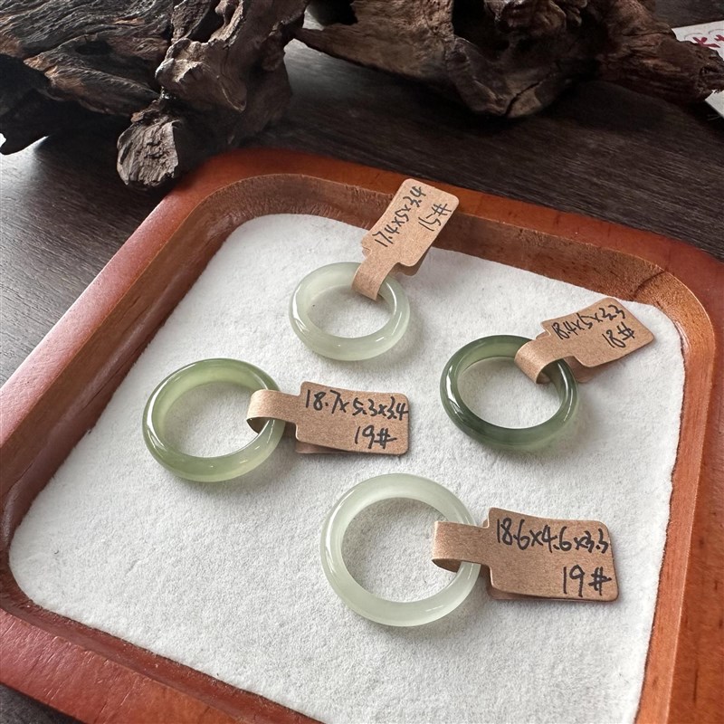 【晴水戒圈内径16-18mm】和田玉晴水湖L水绿戒圈晴水飘翠戒圈戒指