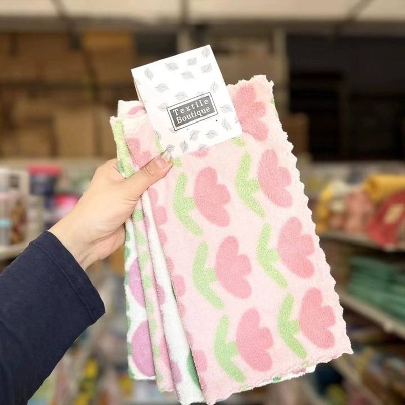 厨房专用强力吸水l不掉毛抹布珊瑚绒家用印花加厚不沾油毛巾洗碗