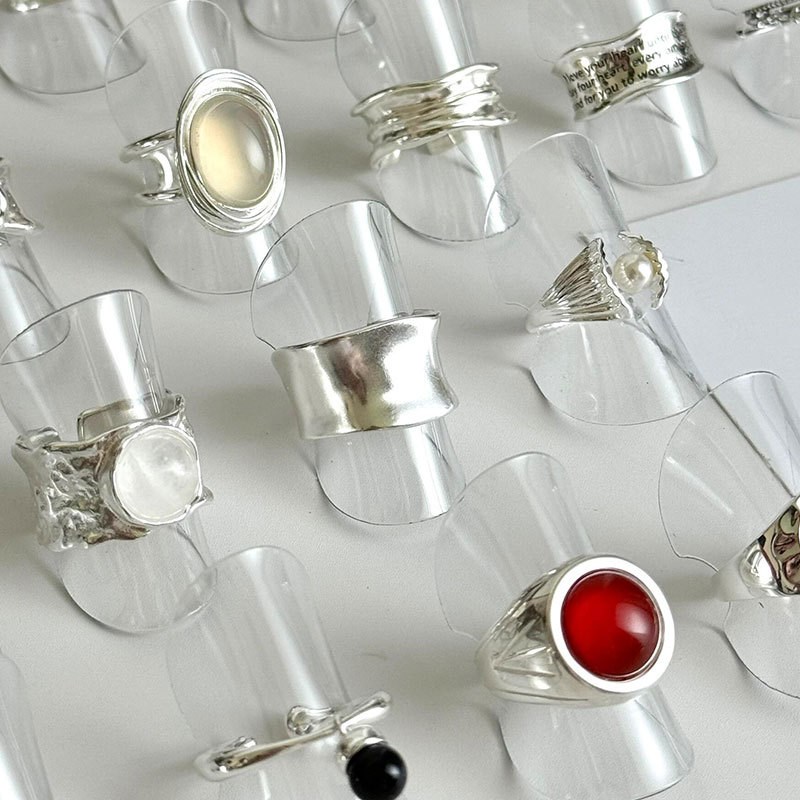 透明圆形戒指片展示道具塑料几何陈列架首饰卡P片摆设道具托片托