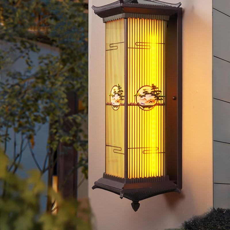 太阳能户外壁灯防水别墅大门两侧新中式庭院室外大门.口接电墙灯