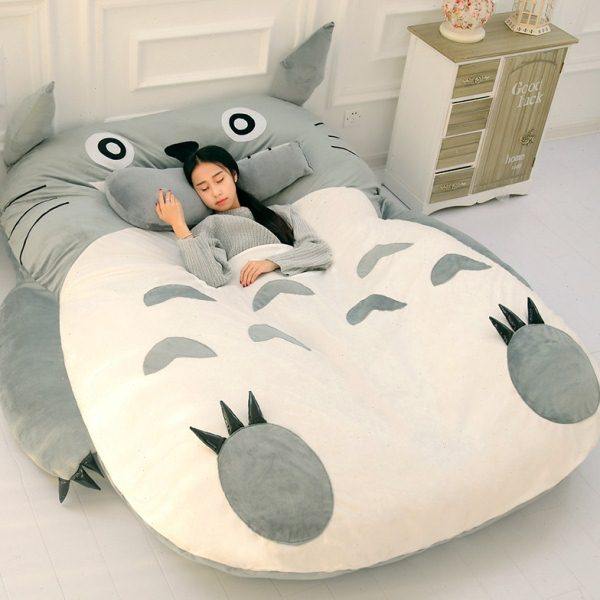 龙猫床懒人沙发单人卡通榻榻米床垫可爱创意卧室小沙发床上靠背椅