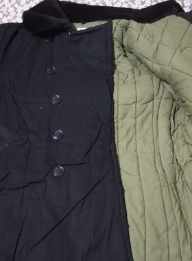 607080年代老式毛领黑色棉大衣冬季棉衣防寒保暖中长款外套棉花