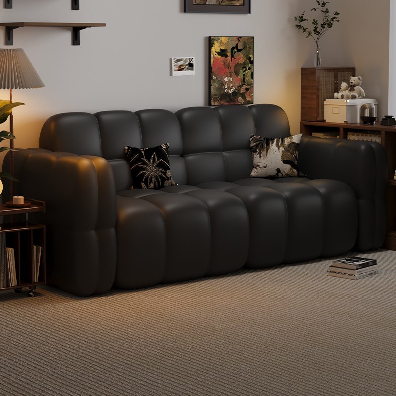 奶油风棉花糖沙发小户型客厅网红布艺双三人羊羔绒直排Z懒人小沙