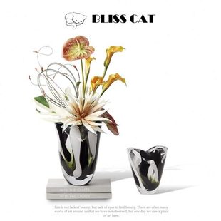 现代轻奢扭曲异型加厚玻璃花瓶插花酒店客厅餐桌创意花器花艺摆件