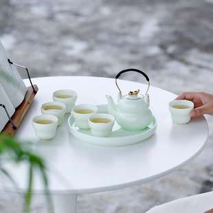 玩物尚置轻奢青白瓷茶具套装整套2024新款商务待客泡茶壶茶杯托盘