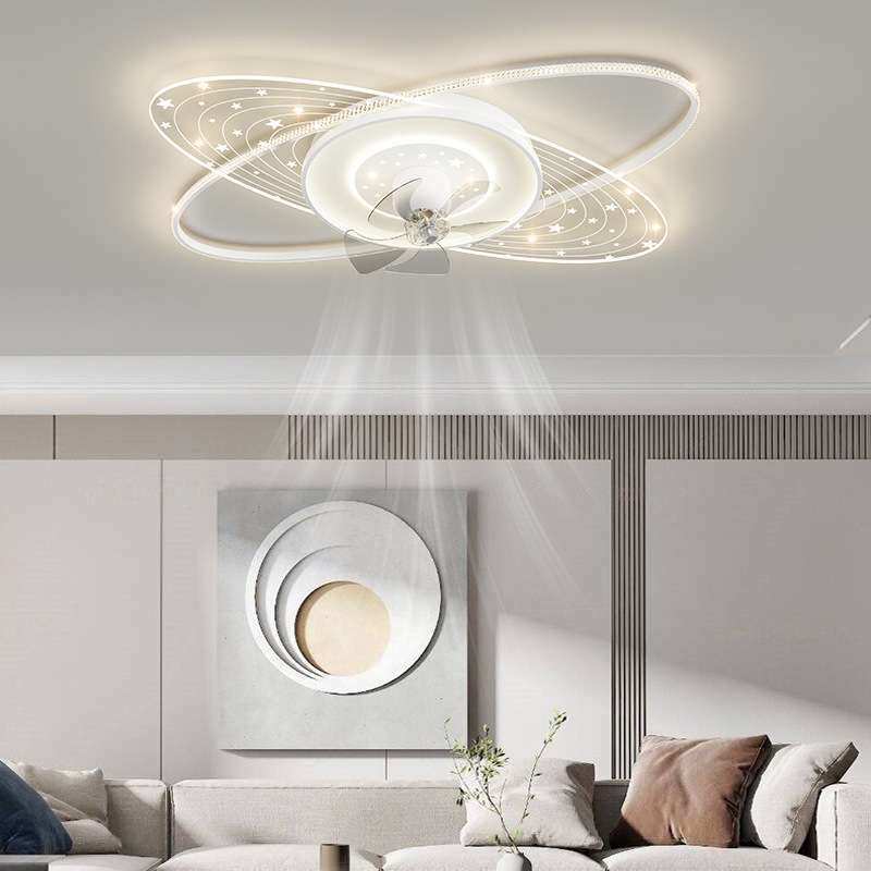 【哇噢】LED吸顶风扇灯卧室灯圆形书房灯具北欧现代简约大气客厅