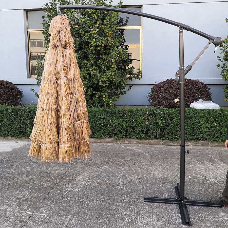 厂家直销户外遮阳伞夏威夷风情度假海滩茅草伞手摇PP草拉菲稻草伞