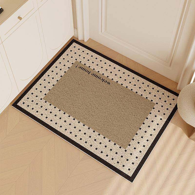 奶油风入户门地垫丝圈进门垫防滑门口PVC脚垫蹭土垫子可裁剪