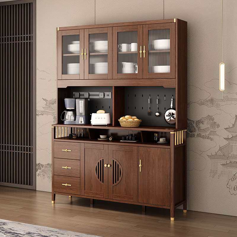 新中式餐边柜酒柜高柜一体靠墙置物柜实木框客厅收纳柜储物茶水柜,电子元器件市场,其它元器件,淘宝优惠券,粉丝福利购,淘宝优惠卷