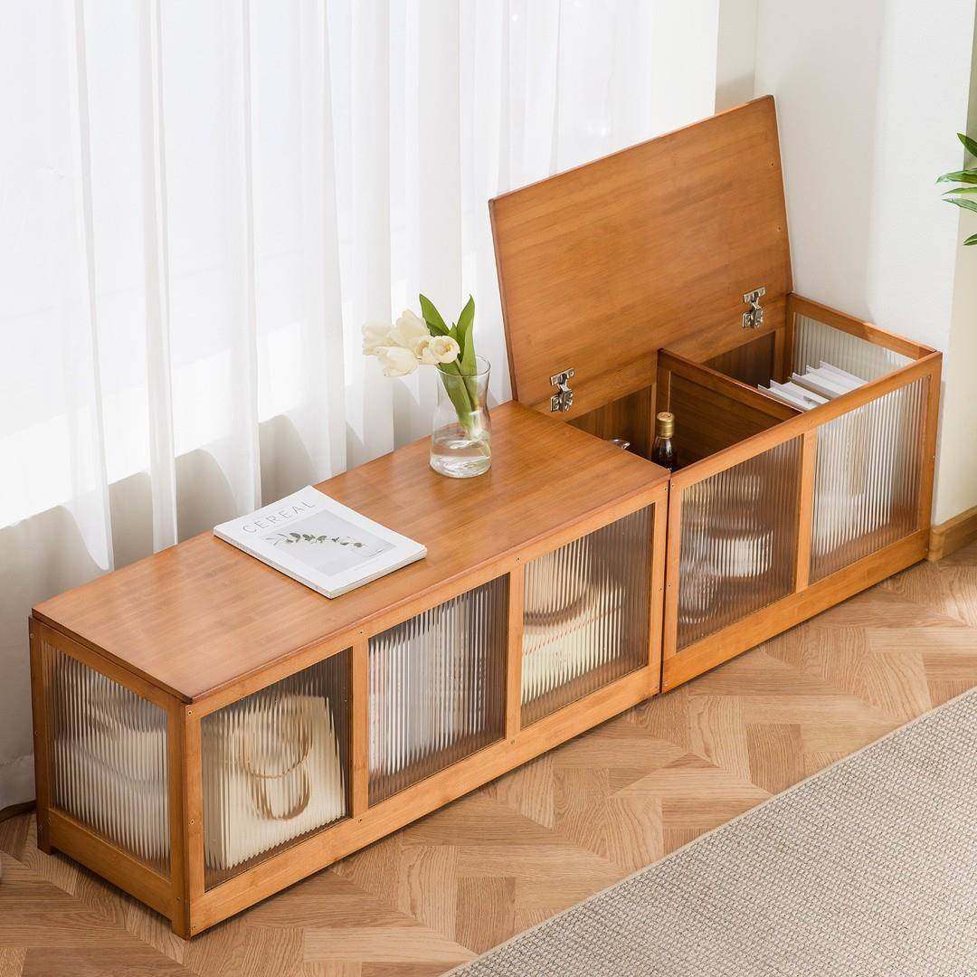 上开门飘窗储物柜卧室阳台矮柜子翻盖门长条榻榻米魔方地柜可坐