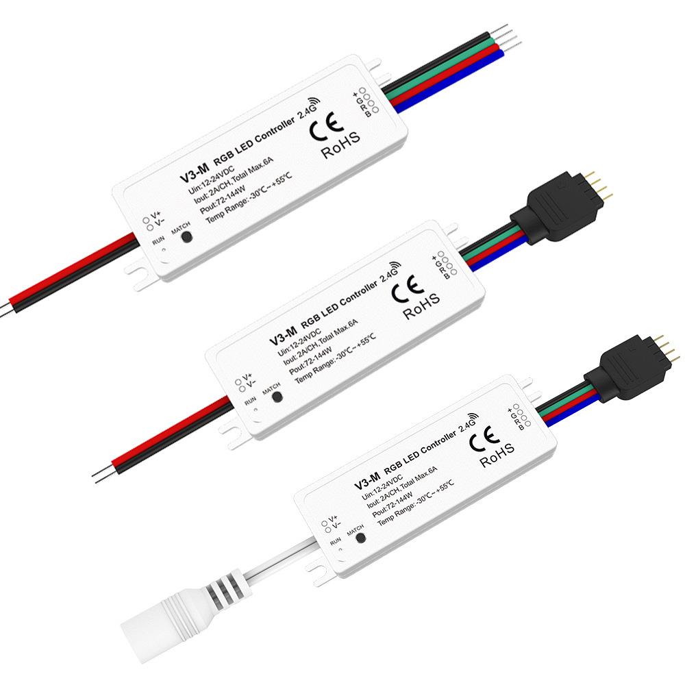 V3-W 12-24VDC 75W MAX3通道恒压RGB RF控制器10动态模式渐变跳变