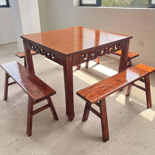 实木中式面馆饭店商用八仙桌四方仿古正方形方桌餐桌餐桌椅家用椅