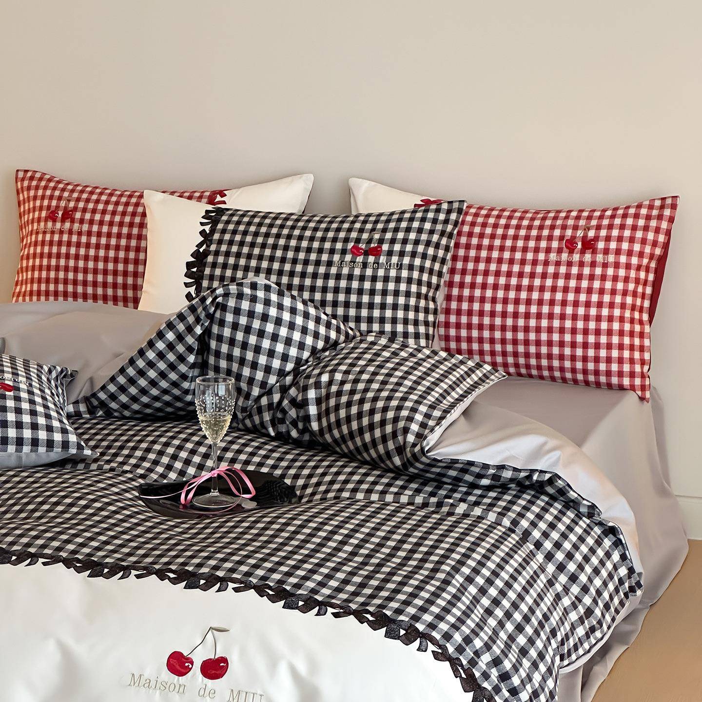 法式100支长绒棉精致刺绣活性数码印花四件套被套床单1.8米床上品