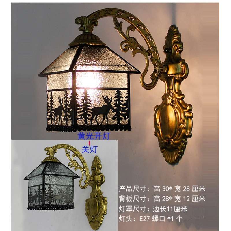 欧美玻璃灯饰式田园地中海风格阳台简约壁灯卧室床头过道壁灯镜前
