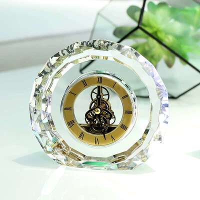 K9水晶钟表座钟 客厅现代简约欧式创意时尚 办公室装饰摆件