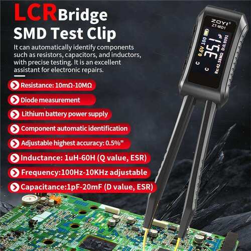 ZOYI众仪智能数字LCR镊子电桥ZT-MD1贴片电阻电感电容元器件