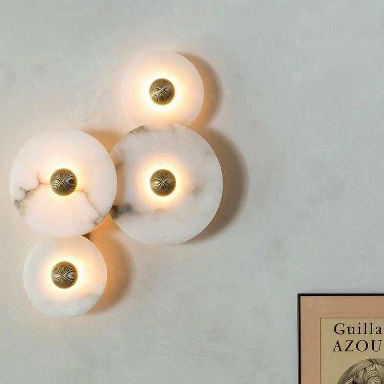 设计师款西班牙云石壁灯 酒店客户卧室床头现代简约圆形led室内跨