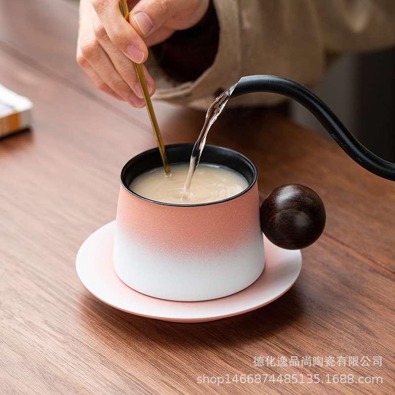 陶瓷拿铁咖啡杯碟套装创意下午茶马克杯小精致家用牛奶早餐杯杯具