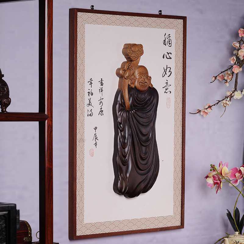 厂家供应弥勒 称心如意香樟木古风挂屏中国风 实木雕刻挂画中式