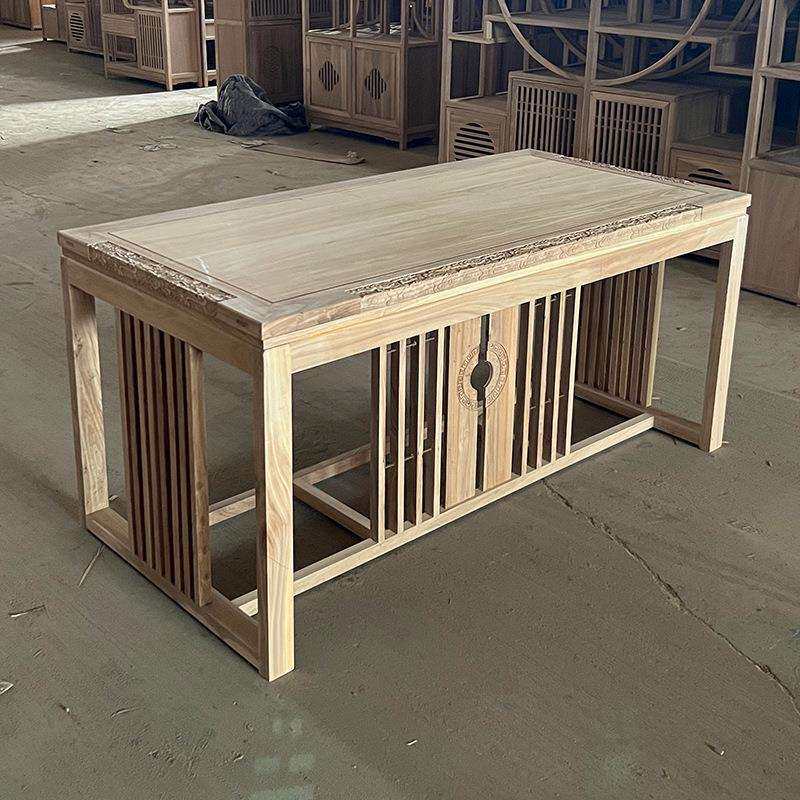 实木中式茶桌茶台泡茶喝茶桌画案白茬白胚原木老榆木家具工厂