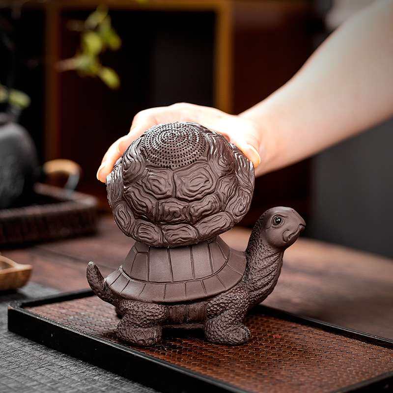 创意紫砂乌龟一体茶滤套组家用茶水分离器陶瓷茶漏茶器网厂家