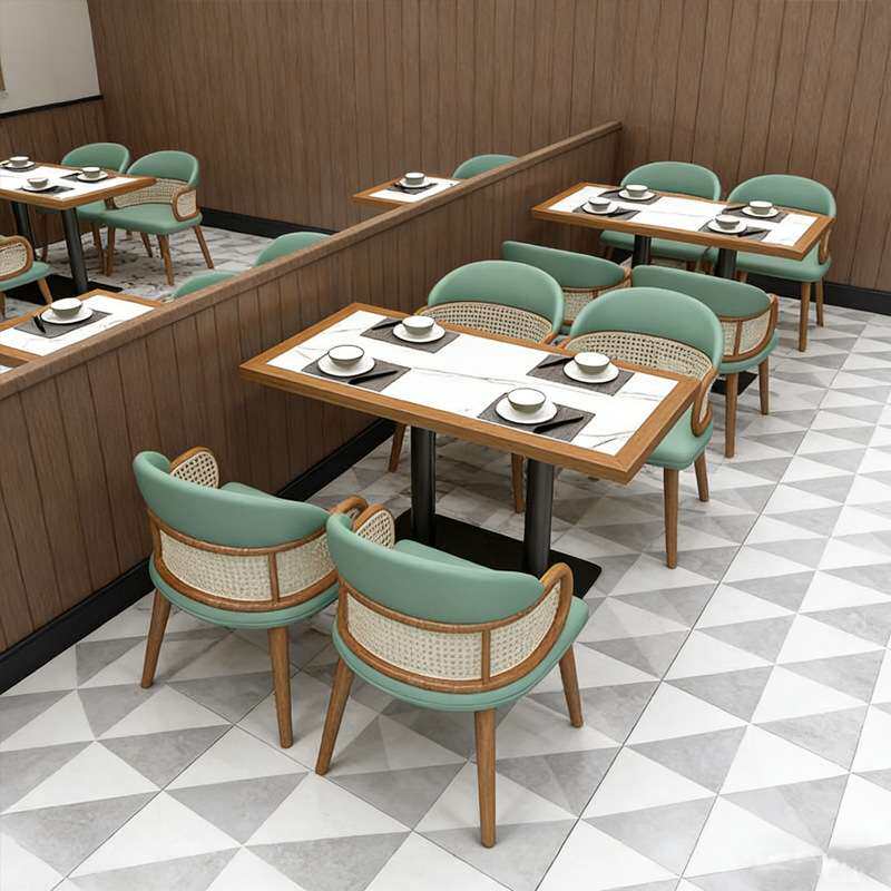 网红餐厅茶楼桌椅商用实木饭店烧烤店椅子西餐厅桌子餐饮卡座沙发
