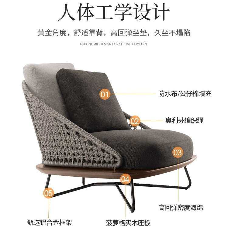 北欧户外休闲藤编沙发市政园林景观别墅庭院花园售楼部沙发椅组合