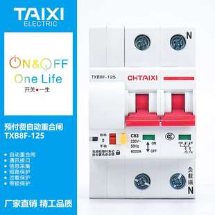 泰西自动重合闸断路器免维护合闸断路器电表费控TXB8F-125 1P+N
