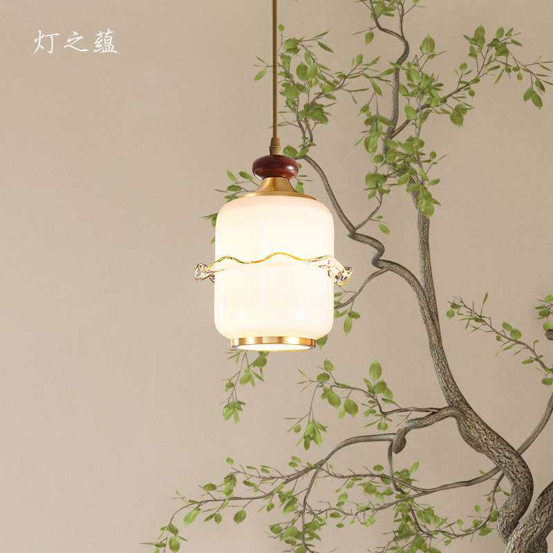 全铜餐厅灯吊灯三头新中式现代简约饭厅吧台灯具创意个性餐吊灯饰