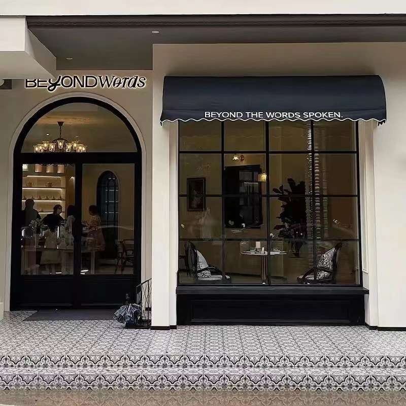 法式复古铁艺玻璃门店铺门奶茶店服装店咖啡厅老铁门拱形门圆弧门