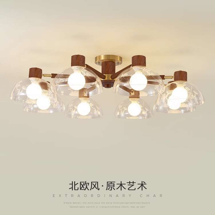 现代简约客厅灯新中式创意原木风卧室书房吸顶灯温馨大方led灯具