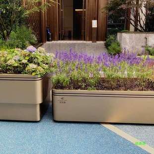 户外景观美陈不锈钢花箱商业街市政外摆移动花槽售楼部花坛种树箱