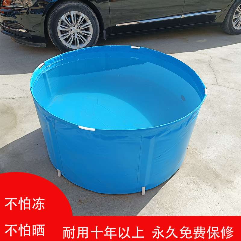 帆布池鱼池袋加厚圆形折叠支架锦鲤鱼池防水布水池金鱼缸换水桶
