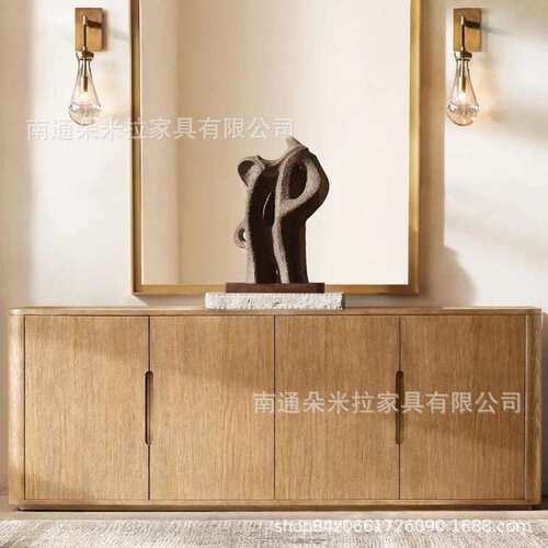 RH美式乡村实木餐边柜 现代简约储物双门四门复古靠墙茶水柜家具