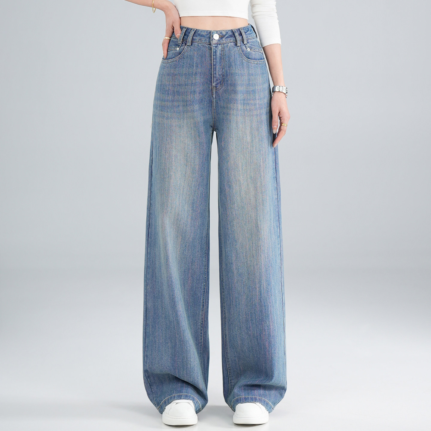 彩色直筒牛仔裤女2026年春季新款中高腰显瘦垂顺窄版阔腿裤长裤子,女装/女士精品,牛仔裤,淘宝优惠券,粉丝福利购,淘宝优惠卷